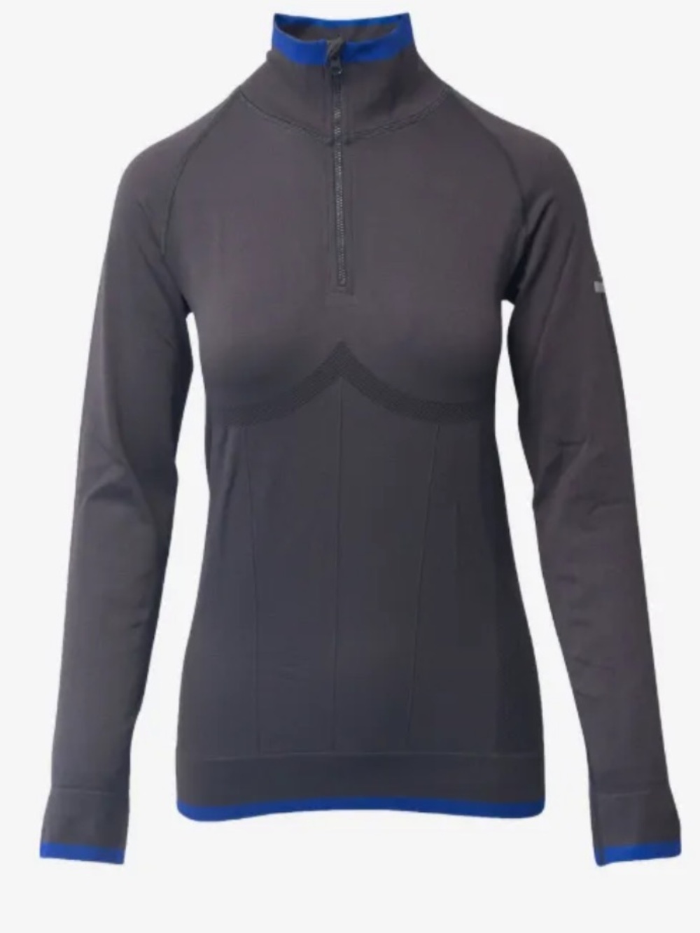 adidas by Stella McCartney Half Zip Jacket Grey Blue Medium Mock Neck Ribbed